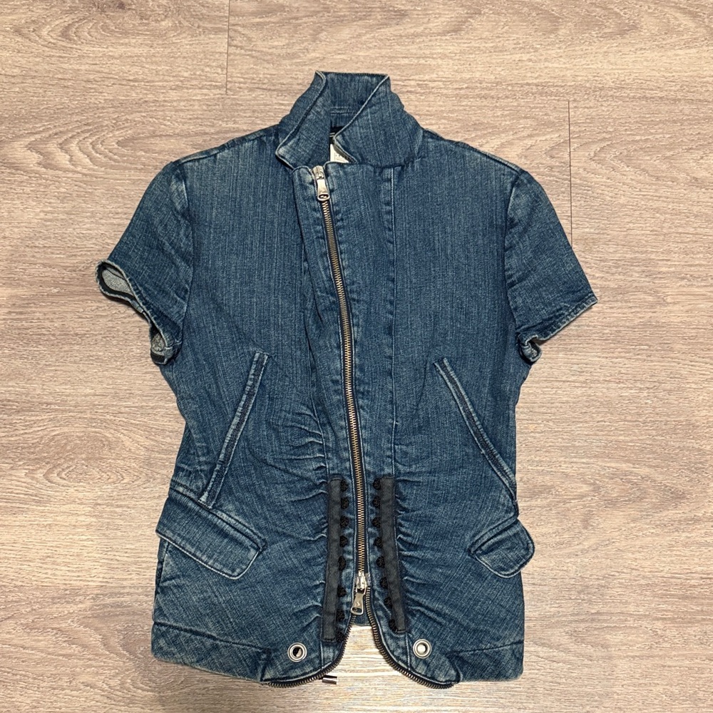 Gianfranco Ferre Dark Blue Short Sleeve Jean Jacket